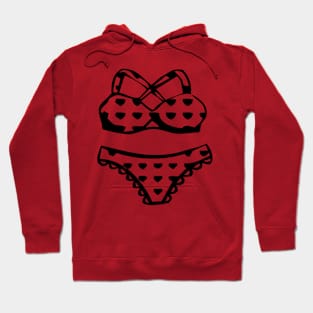 The cute kawaii Bikini swimsuit design in BLACK - swimsuit design Hoodie